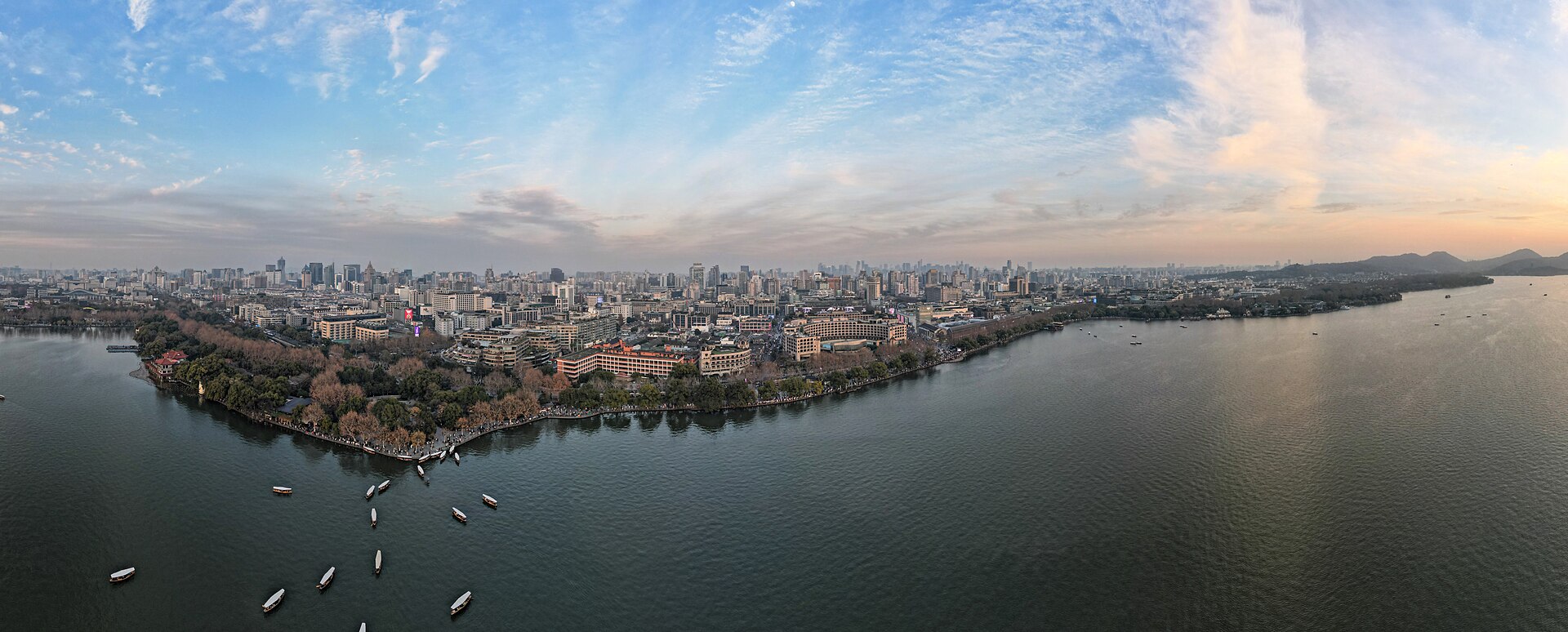 Hangzhou's West Lake at sunset